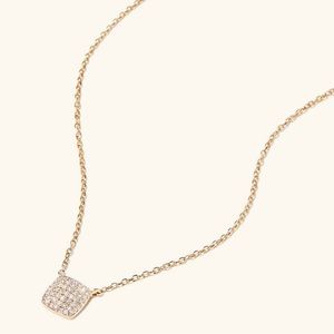 Genuine 14K Yellow Gold Mejuri Square Páve Necklace